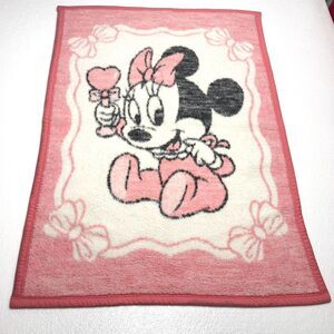 Vintage 80s Biederlack MINNIE MOUSE Baby Girl Blanket Disney Pink White 1984
